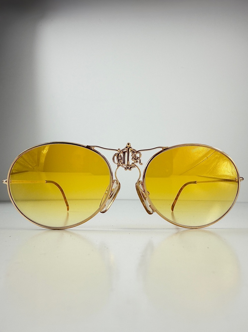 Dior 2640 Royal Crest DeadStock 80s Wire Aviator Custom Sunglasses Lens Full Set